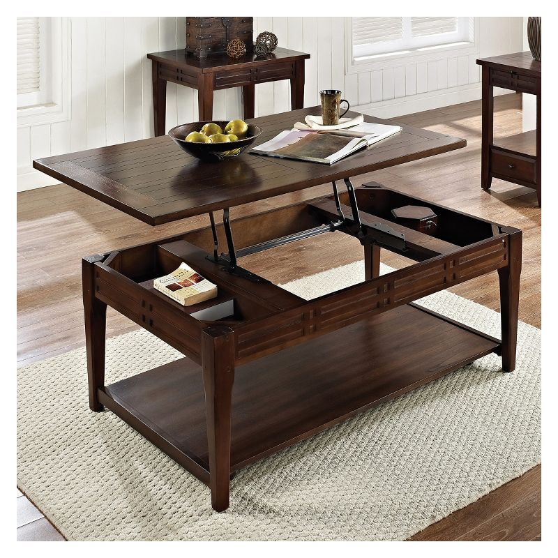 Crestline Lift Top Cocktail Table with Casters Mocha Cherry - Steve Silver, 3 of 5