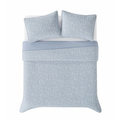 Majesty Blue Cotton Full Quilt Set with Floral Design