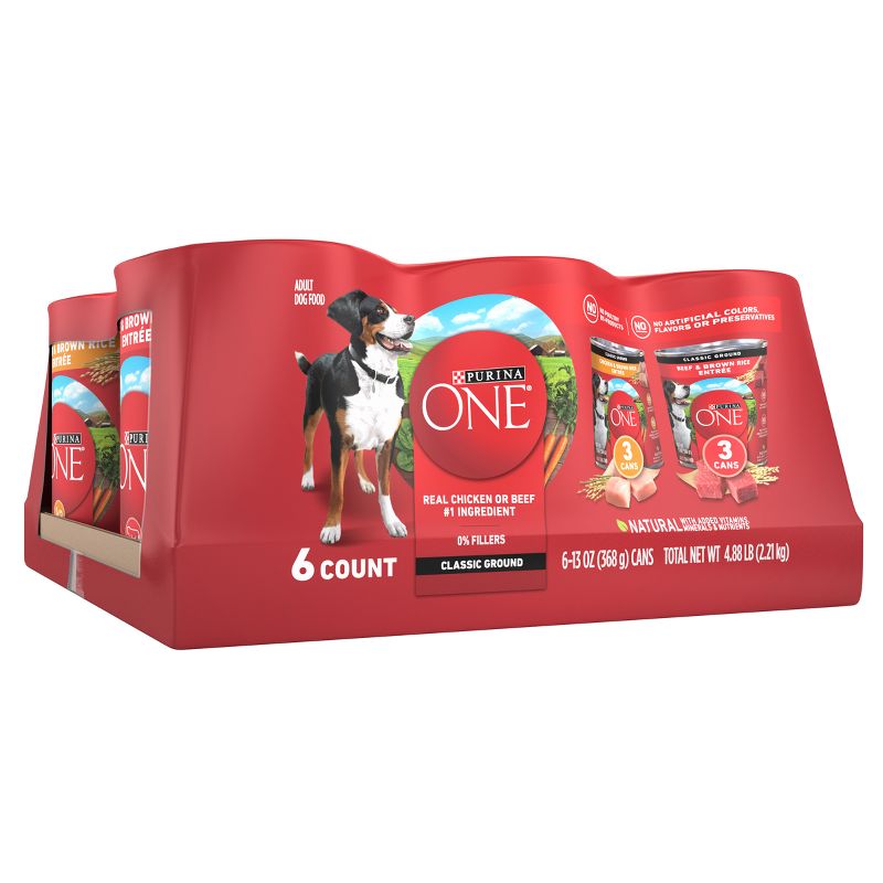 Purina ONE Natural Pat&#233; Classic Ground Entr&#233;e Variety Pack Rice, Chicken and Beef Flavor Wet Dog Food - 13oz/6ct, 5 of 10