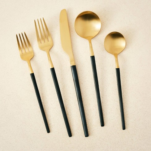 5pc Stainless Steel Silverware Set Black/gold - Opalhouse™ Designed With  Jungalow™ : Target