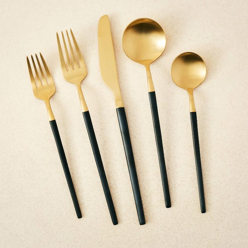 5pc Stainless Steel Silverware Set Black/Gold - Opalhouse&#8482; designed with Jungalow&#8482;, 1 of 7