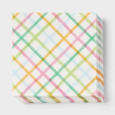 30ct Easter Plaid Paper Disposable Napkins - Spritz™