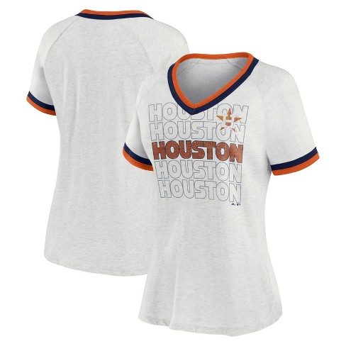 MLB Houston Astros Women's Short Sleeve V-Neck Fashion T-Shirt - S