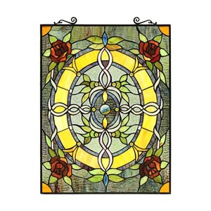 Chloe Lighting Bonica Tiffany-Style Floral Stained Glass Window Panel 24" Height - 1 of 4