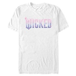 Mens Wicked: For Good Floral Pink and Purple Logo T Shirt - 1 of 4
