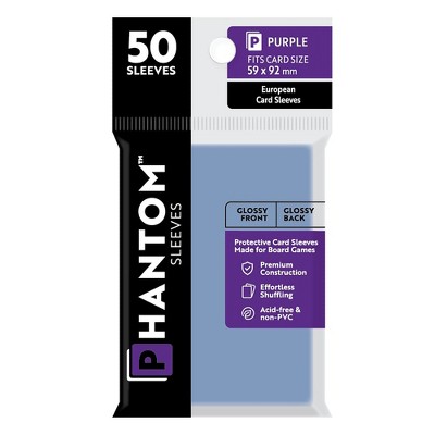 Phantom Glass: Transparent Protective Card Sleeves Purple Size 59 x 92mm, 50 Pack