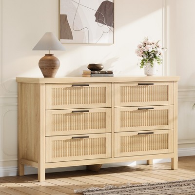 Dresser for Bedroom Rattan Chest of Dressers Tall Dresser for Closet with Drawers Boho Night Stand Large