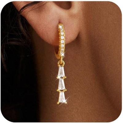 Dangle Earrings for Women 14K Gold Plated Dangly Dangling Earrings Dainty Trendy Drop Hypoallergenic Square