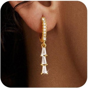 Dangle Earrings for Women 14K Gold Plated Dangly Dangling Earrings Dainty Trendy Drop Hypoallergenic Square - 1 of 4