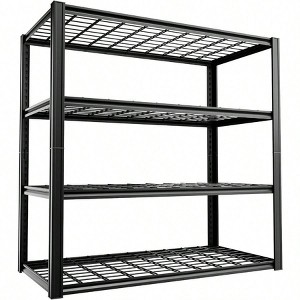 4 Tier 40 Inchx 19 Inch Dx 60 Inch H Heavy Duty Metal Garage Shelf Load 2200LBS Black Industrial Storage Shelves Adjustable - 1 of 4