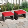 Tangkula 2 Pieces Patio PE Rattan Ottomans with Soft Zippered Cushions for Deck Frame - 2 of 4