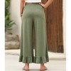 Coolmee Womens Palazzo Pants Drawstring Elastic High Waisted Ruffle Hem Wide Leg Pants with Pockets - 2 of 4