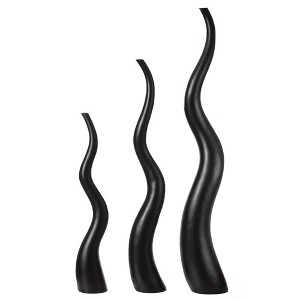Uniquewise Tall Animal Horn Shape Floor Vase: Elegant Ceramic Black Accent for Entryway, or Living Room Decor - Nature-Inspired Modern Antler Design - 1 of 3