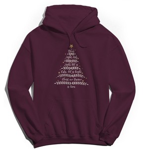 Rerun Island Men's Christmas Silent Night Word Tree Long Sleeve Graphic Cotton Hoodie - 1 of 1