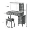 Modern Vanity Desk with LED Lighted Mirror,Space-Saving Makeup Table with 4 Drawers & Stool for Bedroom–The Pop Home - 4 of 4