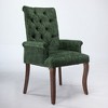 Akoasm Upholstered Chenille Fabric Arm Dining Chairs with Solid Wood Legs-Olive Green - 4 of 4