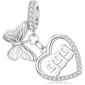 Sterling Silver Angel Number Charms - Butterfly, Cross & Cat Numerology Beads for Bracelets - 1 of 4