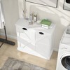 GlasFlength Decorative Storage Cabinet 2-Compartment Tilt-Out Laundry Sorter, Free Standing Home Organizer, for Bathroom, White, 31.49"*13.77"*30.70" - 4 of 4