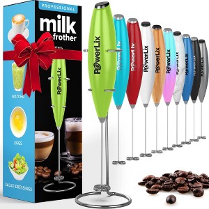 PowerLix Milk Frother Handheld Battery Operated Electric Whisk Foam Maker For Coffee With Stainless Steel Stand Included - 1 of 4