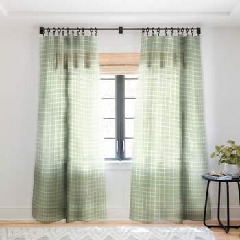 Avenie Grid Pattern Green Single Panel Sheer Window Curtain - Society6