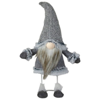 Northlight 17" Gray and Beige Standing Gnome Tabletop Christmas Decoration