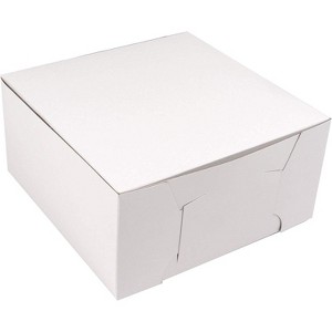 O'Creme 7 Inch x 7 Inch x 4 Inch High Square White Cake Box - Pack of 100 - 1 of 3