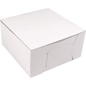 O'Creme 7 Inch x 7 Inch x 4 Inch High Square White Cake Box - Pack of 100