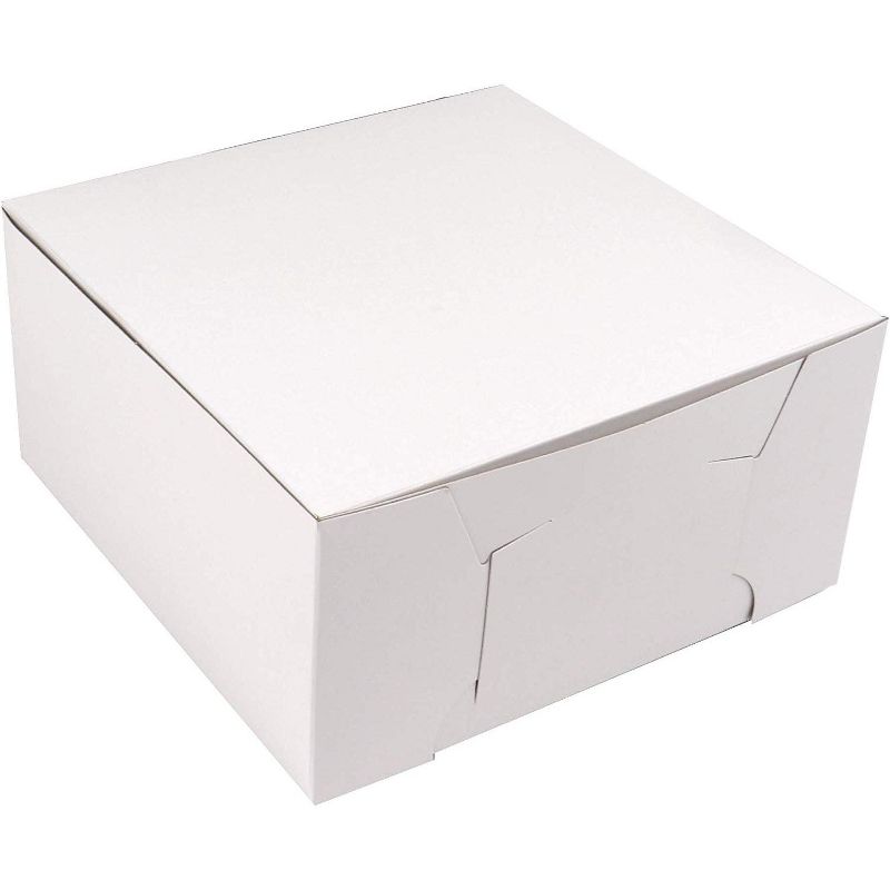 O'Creme 7 Inch x 7 Inch x 4 Inch High Square White Cake Box - Pack of 100, 1 of 4