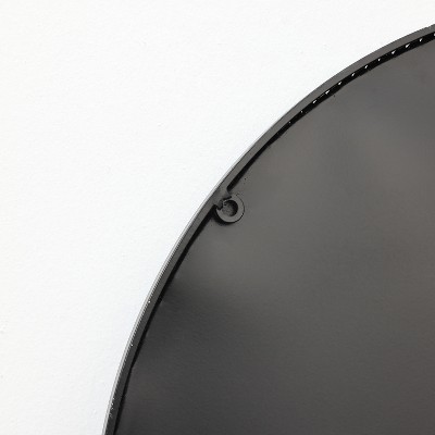 LuxenHome Black Metal Frame Round Wall Mirror with Small Mirrors