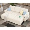 AMERLIFE Sleeper Sofa with USB Charging Port, Cup Holders& Storage Chaise - 2 of 4