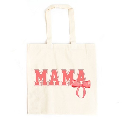 City Creek Prints Mama Coquette Bow Canvas Tote Bag - 15x16 - Natural