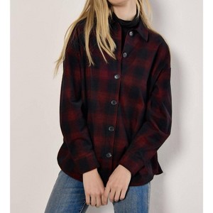 Women's Red Check Corduroy Shirt - APRICOT - 1 of 4