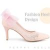 Perphy Women's Pointed Toe Breathable Lace Back Bow Decor Stiletto Heel Pumps - 4 of 4