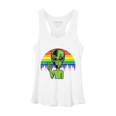 Adult Design By Humans Alien Peace Pride Retro Stripes By Tomoken Racerback Tank Top