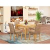 HomeStock 5-Piece Natural Oak Finish Solid Wood Top - Square Dining Room Set - Seats 4 - 2 of 4