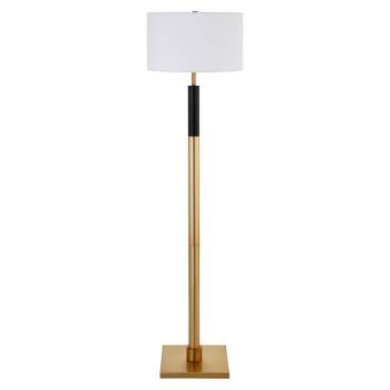 Hampton & Thyme Two-Tone Floor Lamp with Fabric Shade Brass/Black/White