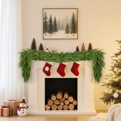 COZONY 6FT Artificial Christmas Garland, Real Touch Norfolk Pine Greenery for Staircase & Mantle