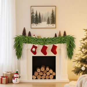 COZONY 6FT Artificial Christmas Garland, Real Touch Norfolk Pine Greenery for Staircase & Mantle - 1 of 4