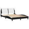 vidaXL Bed Frame with LED Lights - Black/White Faux Leather Full Size, Foam-Padded Headboard, Modern Waved Design, 53.9"x74.8" - 2 of 4