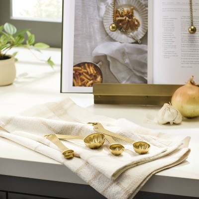 4pc Stainless Steel Measuring Spoons Vintage Brass Finish - Hearth & Hand™ with Magnolia - Thumbnail 5
