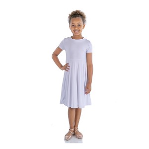 24seven Comfort Apparel Girls Flowy Short Sleeve Girls Dress - 1 of 4