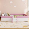 1pc Upholstered Daybed Frame, PU Leather Kids Bed with Fence and Stairs, Low Platform Design for Bedroom or Playroom - Baofuwish - 2 of 4