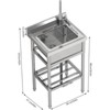 Stainless Steel Utility Sink, Free Standing Single Bowl Kitchen Sink with Cold and Hot Water Pipe and Faucet, Basin for Kitchen Restaurant Garage - 2 of 4