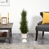Nearly Natural 39-in Cypress Artificial Tree in White Urn UV Resistant (Indoor/Outdoor) - 4 of 4