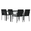 vidaXL Patio Dining Set Table and Chair with Cushions Poly Rattan and Steel - Black 55.1" Table Length 4 Chairs - 3 of 4