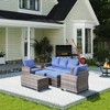 Decksplore 6-Piece All-Weather Wicker Patio Furniture Set & Coffee Table Outdoor Conversation Set with Cushions for Garden, Deck - 3 of 4