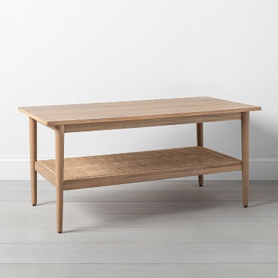 Wood & Cane Coffee Table Natural - Hearth & Hand™ with Magnolia: Sturdy Rectangular Design, Lower Shelf