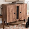 2 Door Valina Wood Entryway Shoe Storage Cabinet Brown - Baxton Studio: Oak Finish, Ventilated, 4 Shelves - 2 of 4