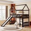 Bellemave Twin Loft Bed with Slide and Ladder, House Loft Bed for Kids,Wood Loft Bed, for Boys Girls, Espresso House - 3 of 4