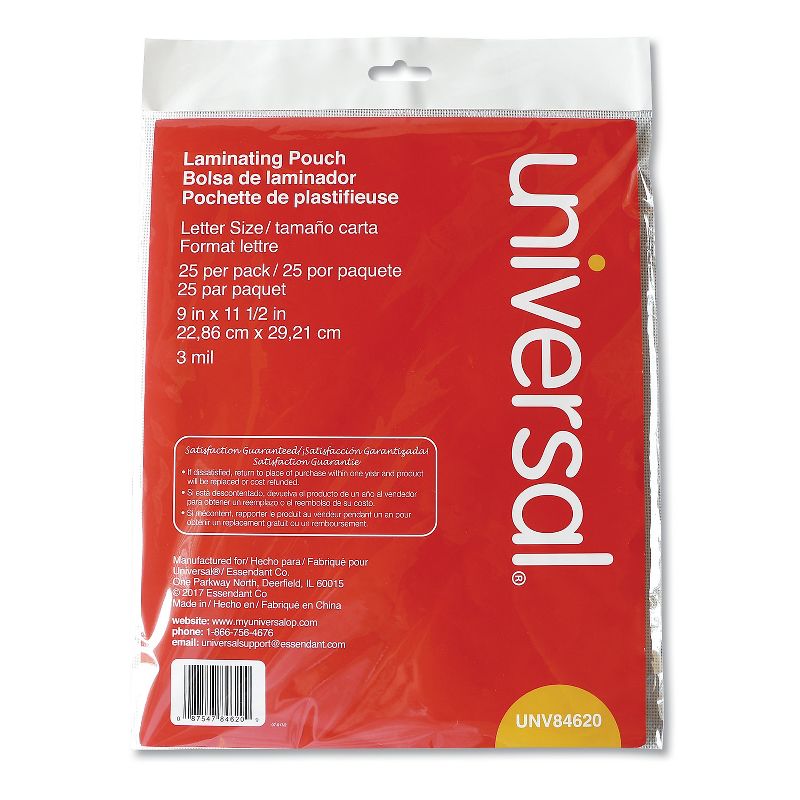Universal Clear Laminating Pouches 3 mil 9 x 11 1/2 25/Pack 84620, 3 of 6